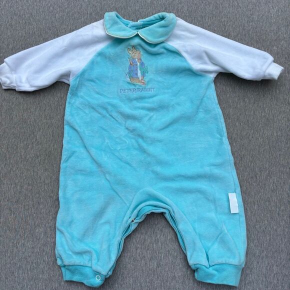 Vintage Peter Rabbit Velour One Piece Footed Outfit - Picture 1 of 7